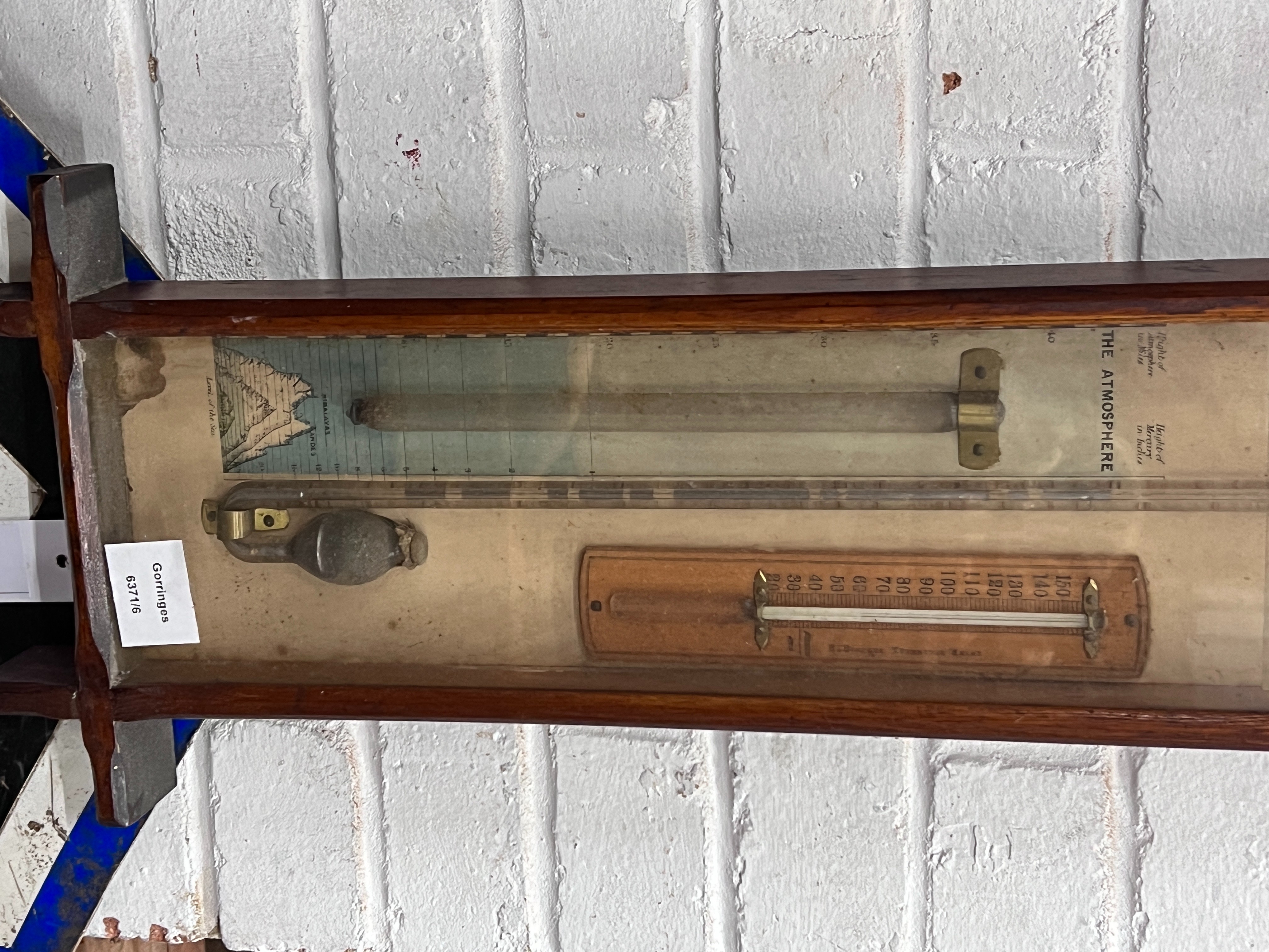 A Victorian oak cased Admiral Fitzroy style wall barometer, height 101cm